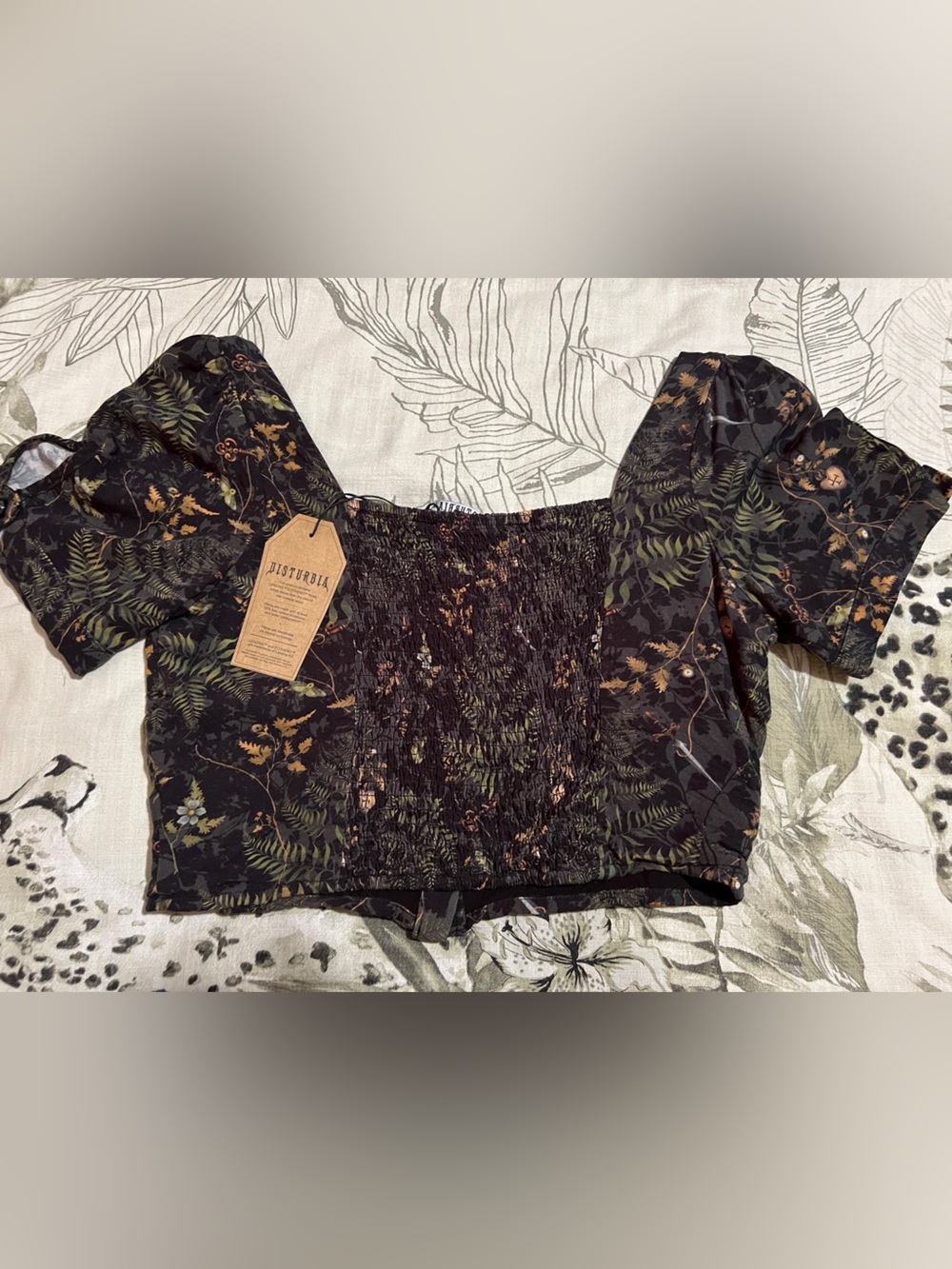NWT Disturbia Withered Fern Square-Neck Crop Top - Picture 6 of 6
